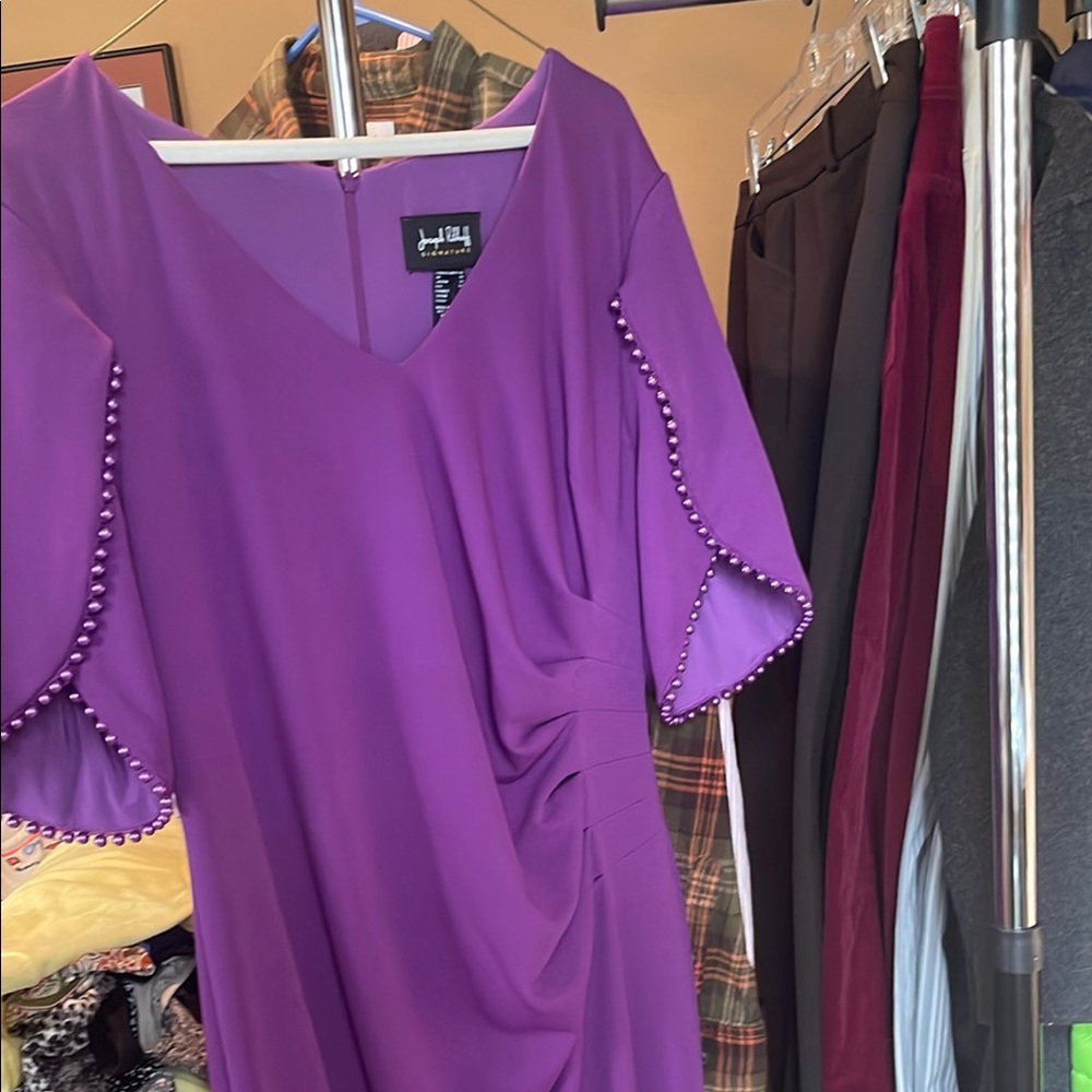Purple Dress with Pearl Accents